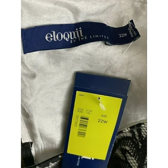 Eloquii Dress Size 22W NEW Floral Lace White Black Midi Women's Lace Over Dress - Picture 3 of 6